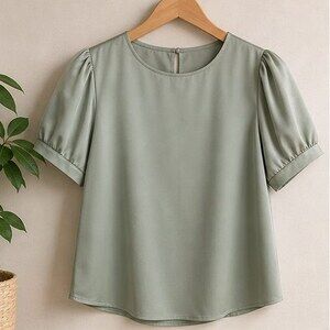 Sage Puff Sleeve Top